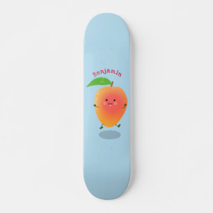 Niedliche Happy Mango Gelb Cartoon Illustration Skateboard