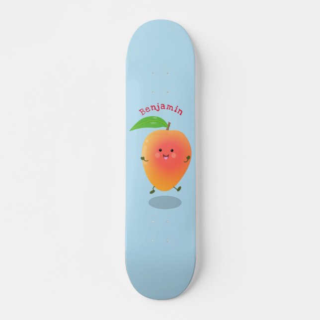 Niedliche Happy Mango Gelb Cartoon Illustration Skateboard (Vorne)