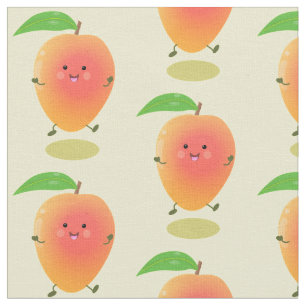 Niedliche Happy Mango Gelb Cartoon Illustration Stoff