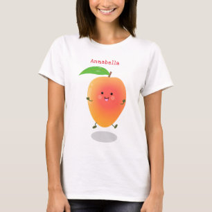 Niedliche Happy Mango Gelb Cartoon Illustration T-Shirt
