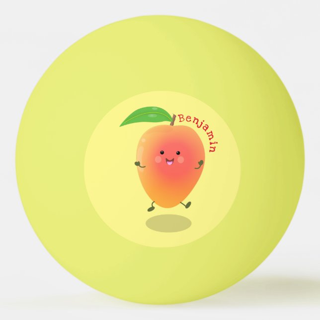 Niedliche Happy Mango Gelb Cartoon Illustration Tischtennisball (Vorderseite)
