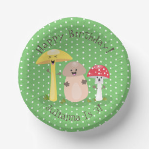 Niedliche Happy Pilz Cartoon Illustration Pappteller