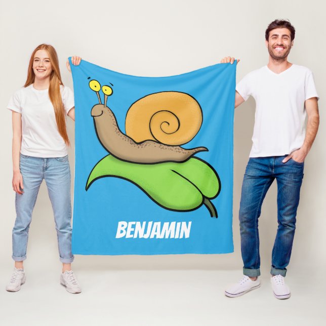 Niedliche Happy Snack auf Blatt Cartoon Illustrati Fleecedecke (Beispiel)