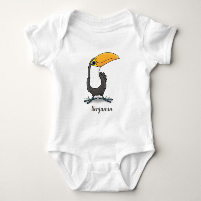 Niedliche Happy Toucan Cartoon-Abbildung Baby Strampler (Vorderseite)