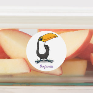 Niedliche Happy Toucan Cartoon-Abbildung Etiketten