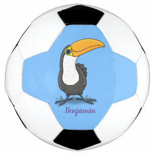 Niedliche Happy Toucan Cartoon-Abbildung Fußball