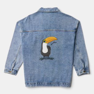 Niedliche Happy Toucan Cartoon-Abbildung Jeansjacke