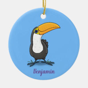 Niedliche Happy Toucan Cartoon-Abbildung Keramik Ornament