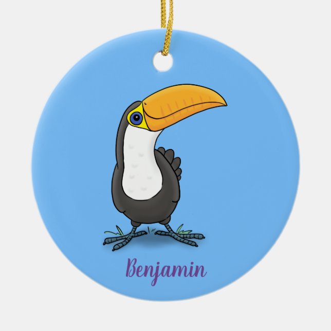 Niedliche Happy Toucan Cartoon-Abbildung Keramik Ornament (Vorne)