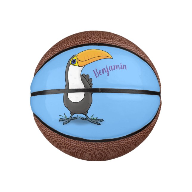 Niedliche Happy Toucan Cartoon-Abbildung Mini Basketball (Vorderseite)