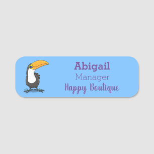 Niedliche Happy Toucan Cartoon-Abbildung Namensschild