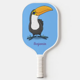 Niedliche Happy Toucan Cartoon-Abbildung Pickleball Schläger