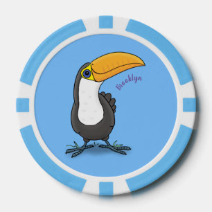 Niedliche Happy Toucan Cartoon-Abbildung Pokerchips
