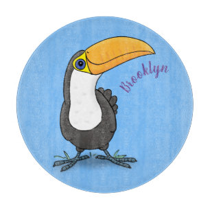 Niedliche Happy Toucan Cartoon-Abbildung Schneidebrett