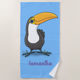 Niedliche Happy Toucan Cartoon-Abbildung Strandtuch