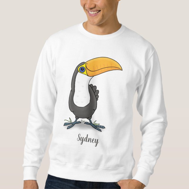 Niedliche Happy Toucan Cartoon-Abbildung Sweatshirt (Vorderseite)