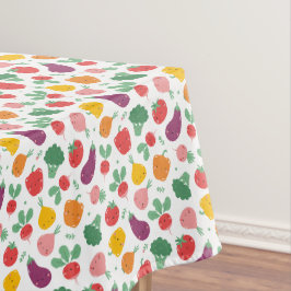 Niedliche Happy Veggies auf Weiß Tischdecke