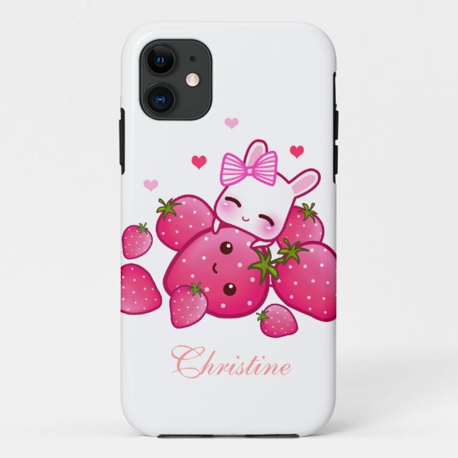 Niedliche Häschen-Lieben kawaii Erdbeere - Case-Mate iPhone Hülle (Rückseite)
