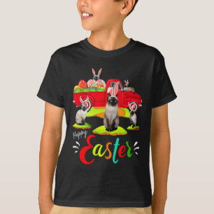 Niedliche Häschen Siamesische Katzen fahren glückl T-Shirt