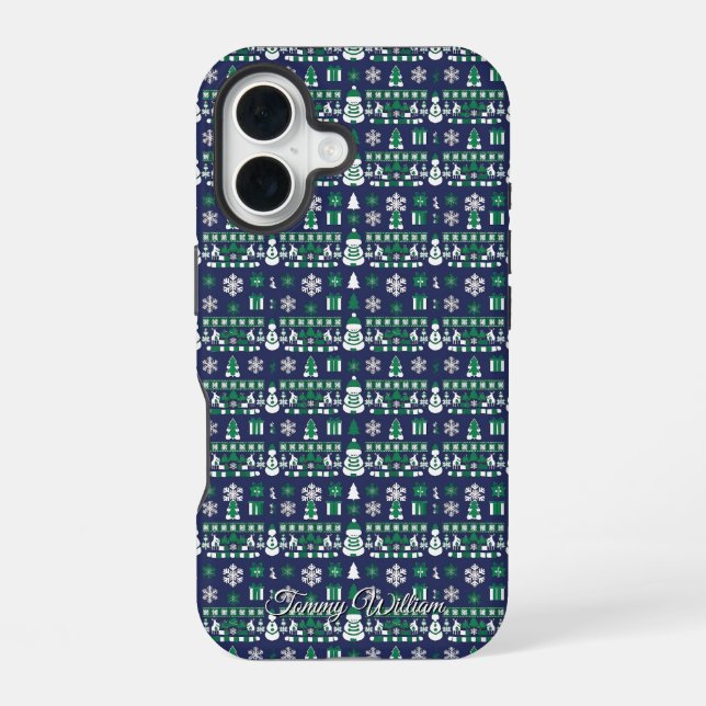 niedliche hässliche Weihnachtsmuster iPhone 16 Hülle (Rückseite)