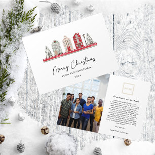 Niedliche Häuser im Foto Weihnachtsfarben Feiertagskarte