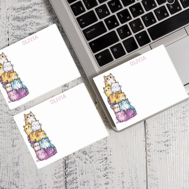 Niedliche Hauskatzen in Aquarellfarben, farbenfroh Post-it Klebezettel (Von Creator hochgeladen)