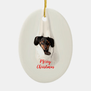 Niedliche Haustiere Familie Welpe Hund Weihnachten Keramik Ornament