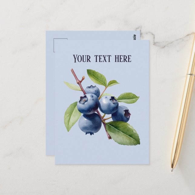 Niedliche Heidelbeere hinzufügen Frucht Postkarte (Vorderseite/Rückseite Beispiel)