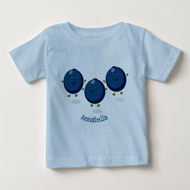 Niedliche Heidelbeeren lila Cartoon-Abbildung Baby T-shirt (Vorderseite)