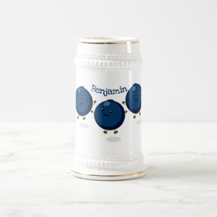 Niedliche Heidelbeeren lila Cartoon-Abbildung Bierglas