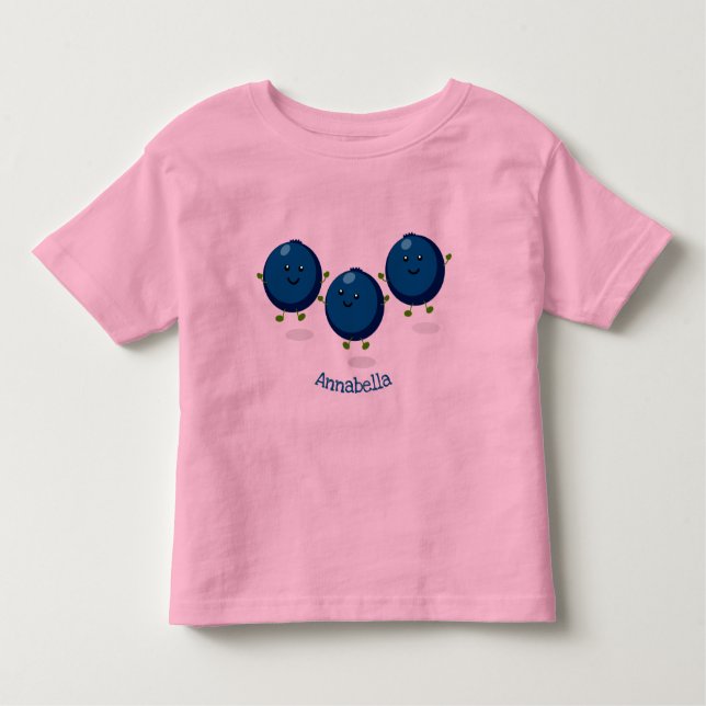 Niedliche Heidelbeeren lila Cartoon-Abbildung Kleinkind T-shirt (Vorderseite)