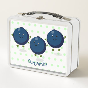 Niedliche Heidelbeeren lila Cartoon-Abbildung Metall Brotdose