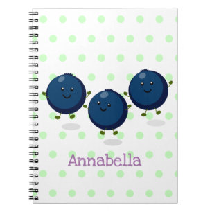 Niedliche Heidelbeeren lila Cartoon-Abbildung Notizblock