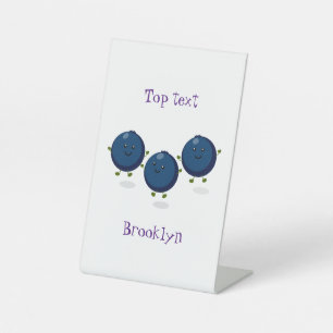 Niedliche Heidelbeeren lila Cartoon-Abbildung Sockelschild