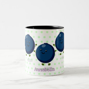 Niedliche Heidelbeeren lila Cartoon-Abbildung Zweifarbige Tasse