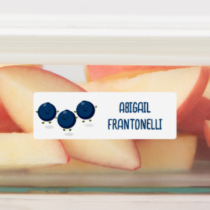 Niedliche Heidelbeeren lila Cartoon personalisiert Etiketten