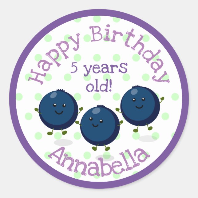 Niedliche Heidelbeerfreunde Cartoon-Illustration Runder Aufkleber (Vorderseite)