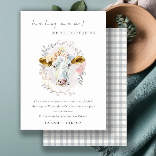 Niedliche Heilige Kuh Farm Blumenkohl-Schwangersch Dankeskarte (Von Creator hochgeladen)