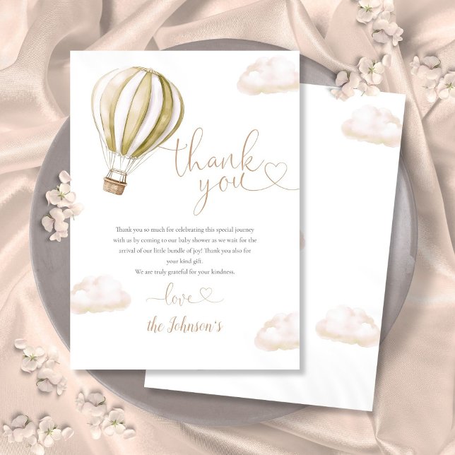 Niedliche Heißluftballon Babydusche Dankeskarte (Cute Hot Air Balloon Baby Shower Thank You Card)