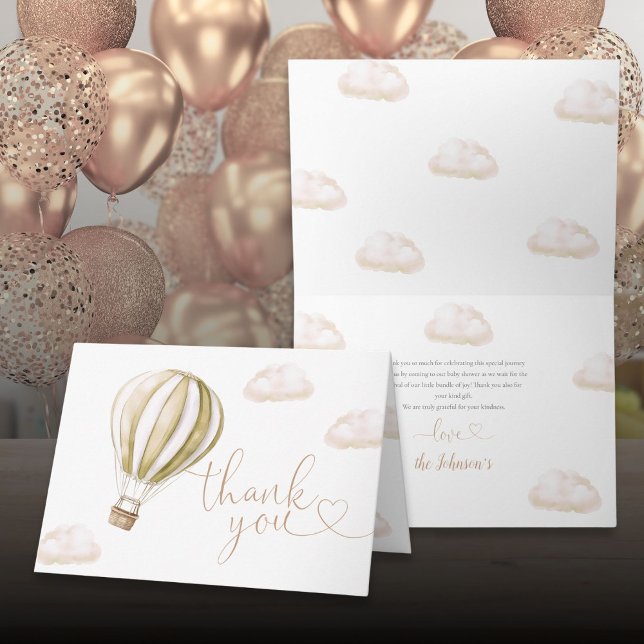 Niedliche Heißluftballon Babydusche Dankeskarte (Cute Hot Air Balloon Baby Shower Thank You Card)