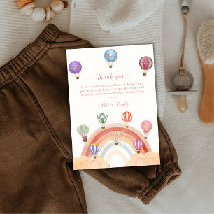 Niedliche Heißluftballon Rainbow Babydusche Dankeskarte