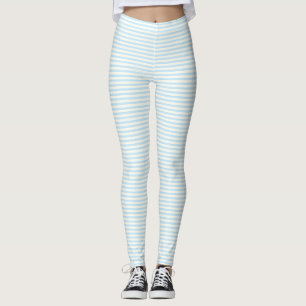 Niedliche, hellblaue Elfenbeinstreifen Leggings