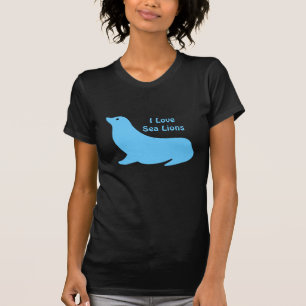 Niedliche helle blaue Seelöwe-Liebe T-Shirt