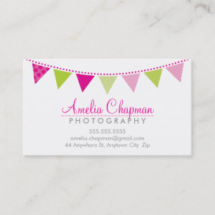 NIEDLICHE HELLE BUNTING fett Party Rosa Kalkgrün Visitenkarte