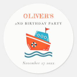 Niedliche, helle Kinder Wasserboot jeden Geburtsta Runder Aufkleber