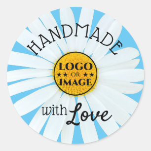 Niedliche helle Pastel Blue Daisy Blume Made with Runder Aufkleber