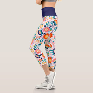 Niedliche, helle Wildblume Capri Leggings