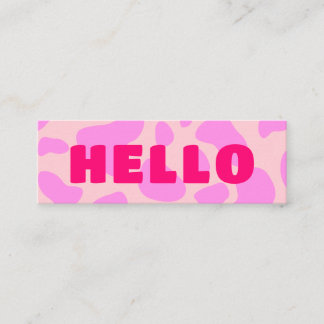 Niedliche HELLO-Kuh drucken Pastellfarbe Rosa Mini Visitenkarte