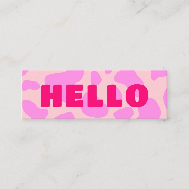 Niedliche HELLO-Kuh drucken Pastellfarbe Rosa Mini Visitenkarte (Vorderseite)