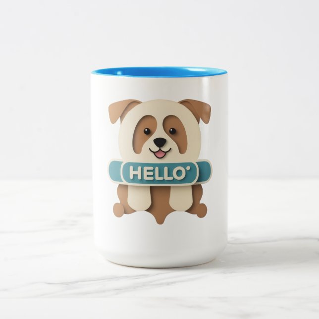 Niedliche "Hello"-Tasse Zweifarbige Tasse (Mittel)